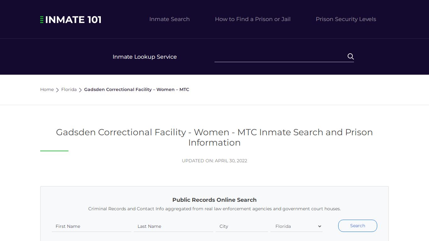 Gadsden Correctional Facility - Women - MTC Inmate Search ...