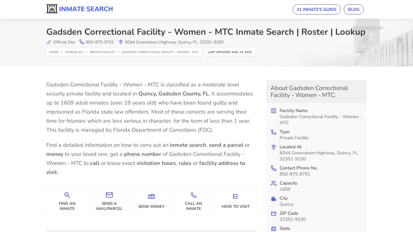 Gadsden Correctional Facility - Women - MTC Inmate Search ...